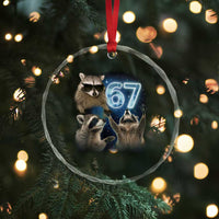 Funny 67 Raccoon Meme Crystal Glass Ornament Howling at The Moon Funny Six Seven Weird Cursed - Wonder Print Shop
