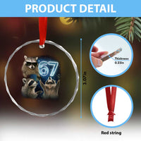 Funny 67 Raccoon Meme Crystal Glass Ornament Howling at The Moon Funny Six Seven Weird Cursed - Wonder Print Shop