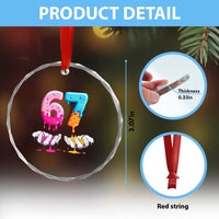 Funny 67 Six Seven Ice Cream Drip Crystal Glass Ornament Cool Meme 6 7 Funny Number Couple Matching Costume - Wonder Print Shop