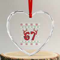 Funny 67 Six Seven Meme Brainrot Cringe Christmas Plaid Graphic Heart Crystal Glass Ornament - Wonder Print Shop