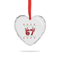 Funny 67 Six Seven Meme Brainrot Cringe Christmas Plaid Graphic Heart Crystal Glass Ornament - Wonder Print Shop