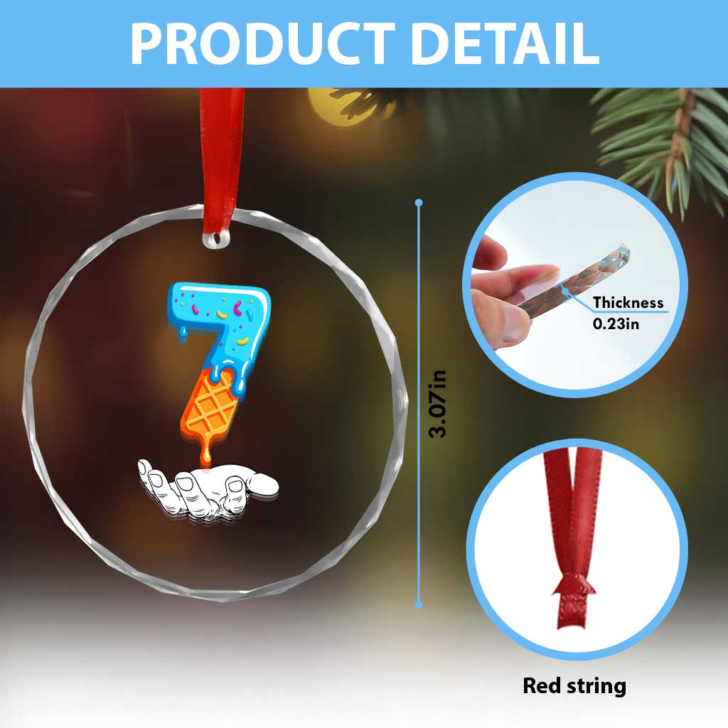 Funny 67 Six Seven Meme Couple Matching Crystal Glass Ornament Number 7 Baseball Ice Cream Drip - Wonder Print Shop