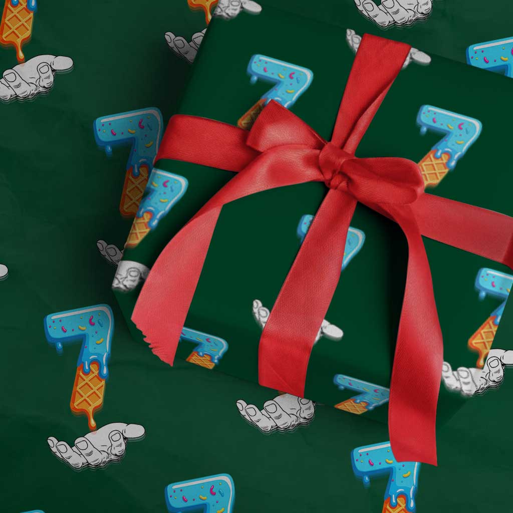 Funny 67 Six Seven Meme Couple Matching Wrapping Paper Roll Number 7 Baseball Ice Cream Drip - Wonder Print Shop