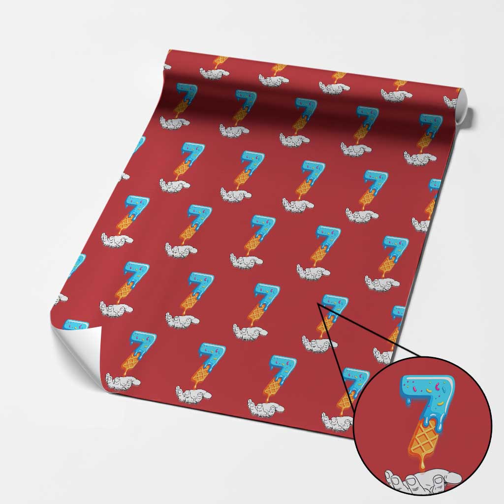 Funny 67 Six Seven Meme Couple Matching Wrapping Paper Roll Number 7 Baseball Ice Cream Drip - Wonder Print Shop