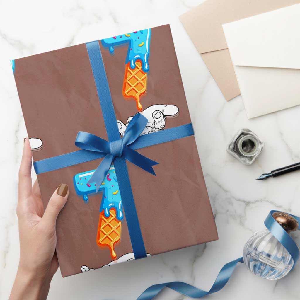 Funny 67 Six Seven Meme Couple Matching Wrapping Paper Roll Number 7 Baseball Ice Cream Drip - Wonder Print Shop