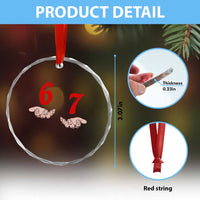 Funny 67 Six Seven Meme Hands Gesture Alpha Slang Crystal Glass Ornament - Wonder Print Shop