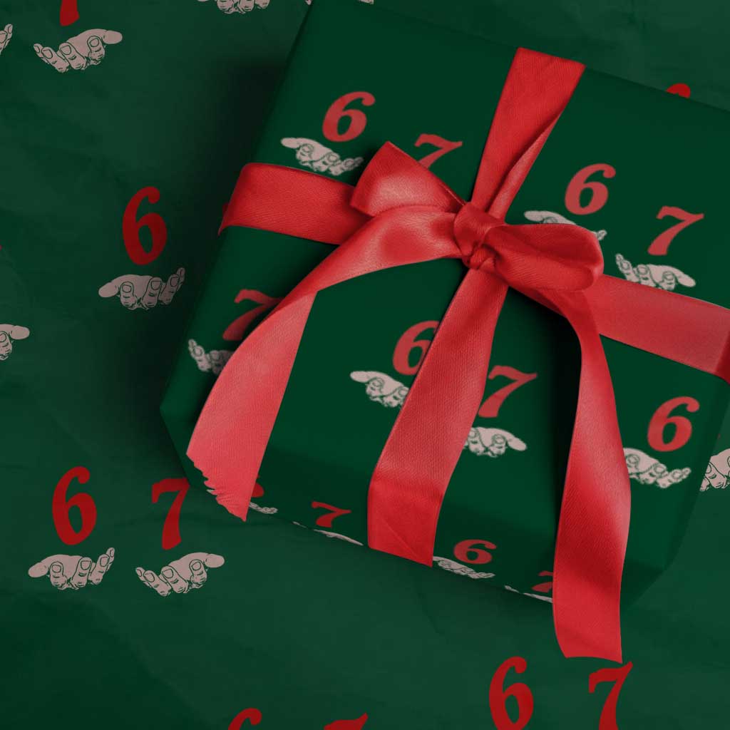 Funny 67 Six Seven Meme Hands Gesture Alpha Slang Wrapping Paper Roll - Wonder Print Shop