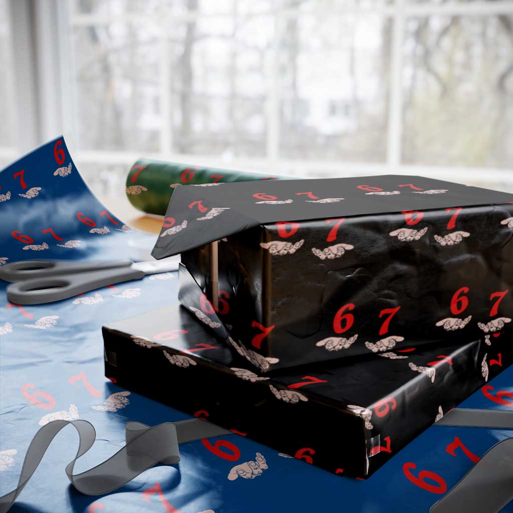 Funny 67 Six Seven Meme Hands Gesture Alpha Slang Wrapping Paper Roll - Wonder Print Shop