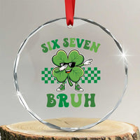 Funny 67 St Patricks Day Crystal Glass Ornament Six Seven Bruh Dabbing Shamrock