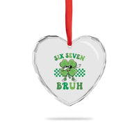 Funny 67 St Patricks Day Heart Crystal Glass Ornament Six Seven Bruh Dabbing Shamrock