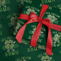 Funny 67 St Patricks Day Wrapping Paper Roll Six Seven Bruh Dabbing Shamrock