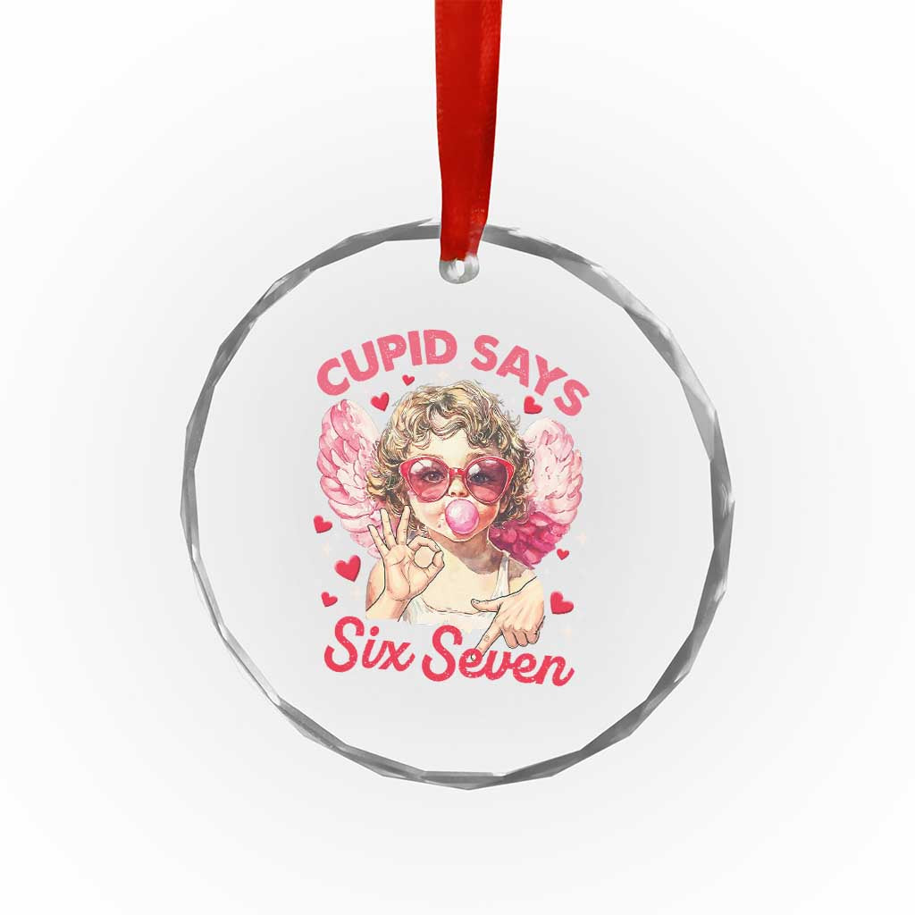 Funny 67 Valentines Day Crystal Glass Ornament Cupid Say Six Seven 67 Meme