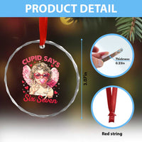 Funny 67 Valentines Day Crystal Glass Ornament Cupid Say Six Seven 67 Meme