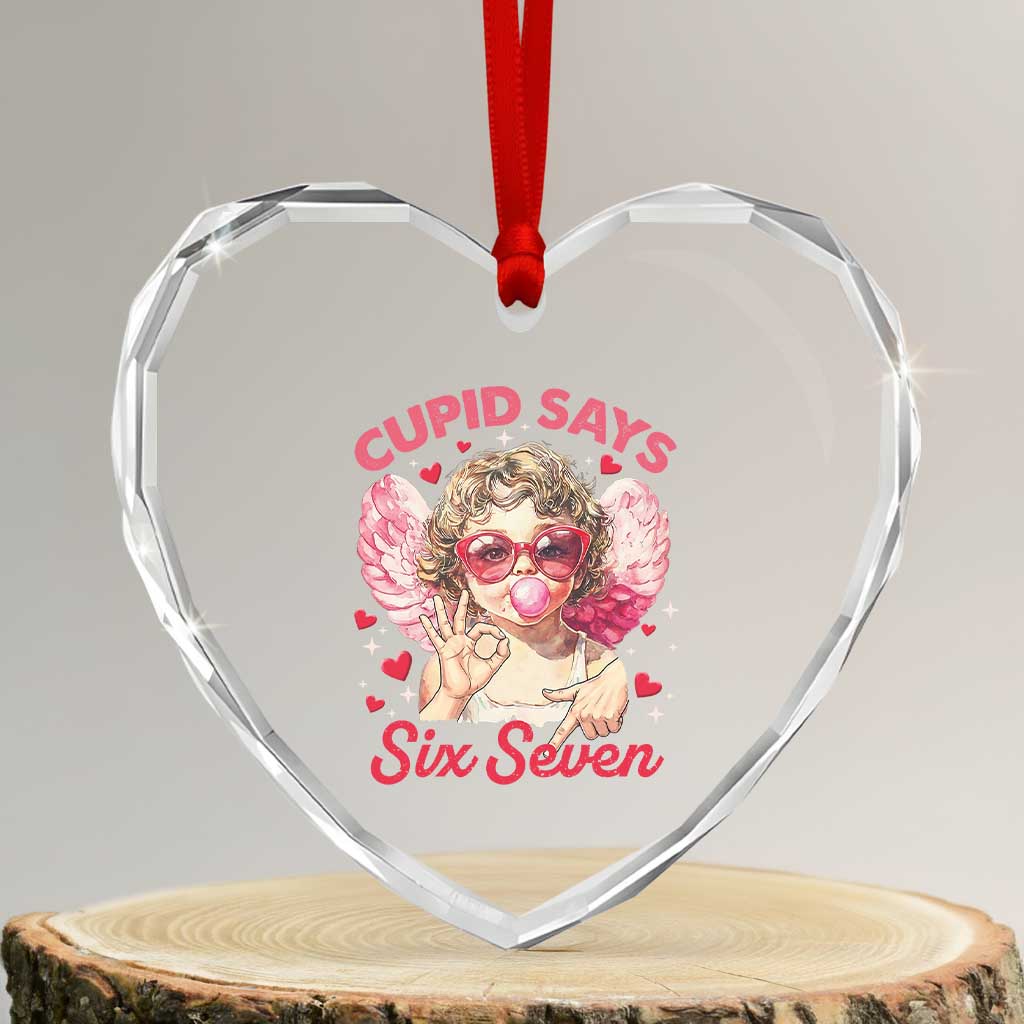 Funny 67 Valentines Day Heart Crystal Glass Ornament Cupid Say Six Seven 67 Meme