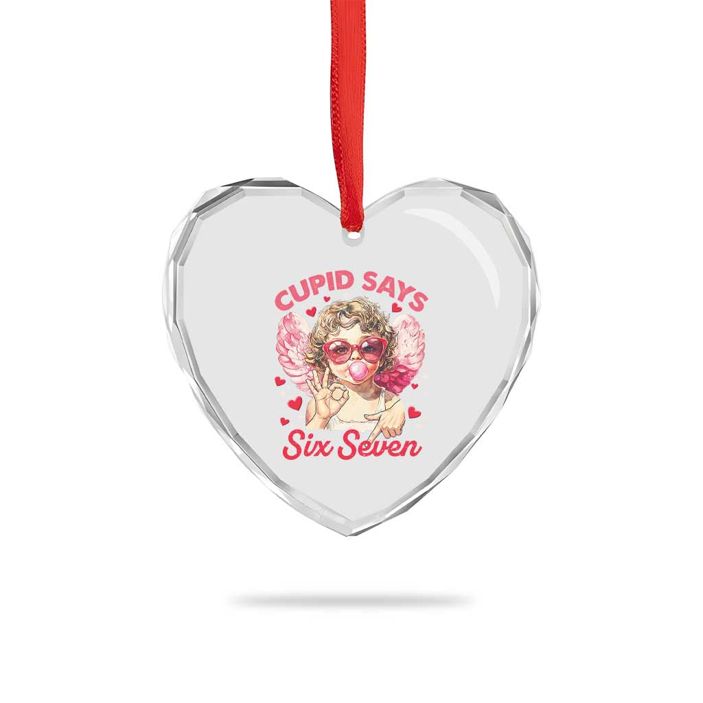 Funny 67 Valentines Day Heart Crystal Glass Ornament Cupid Say Six Seven 67 Meme