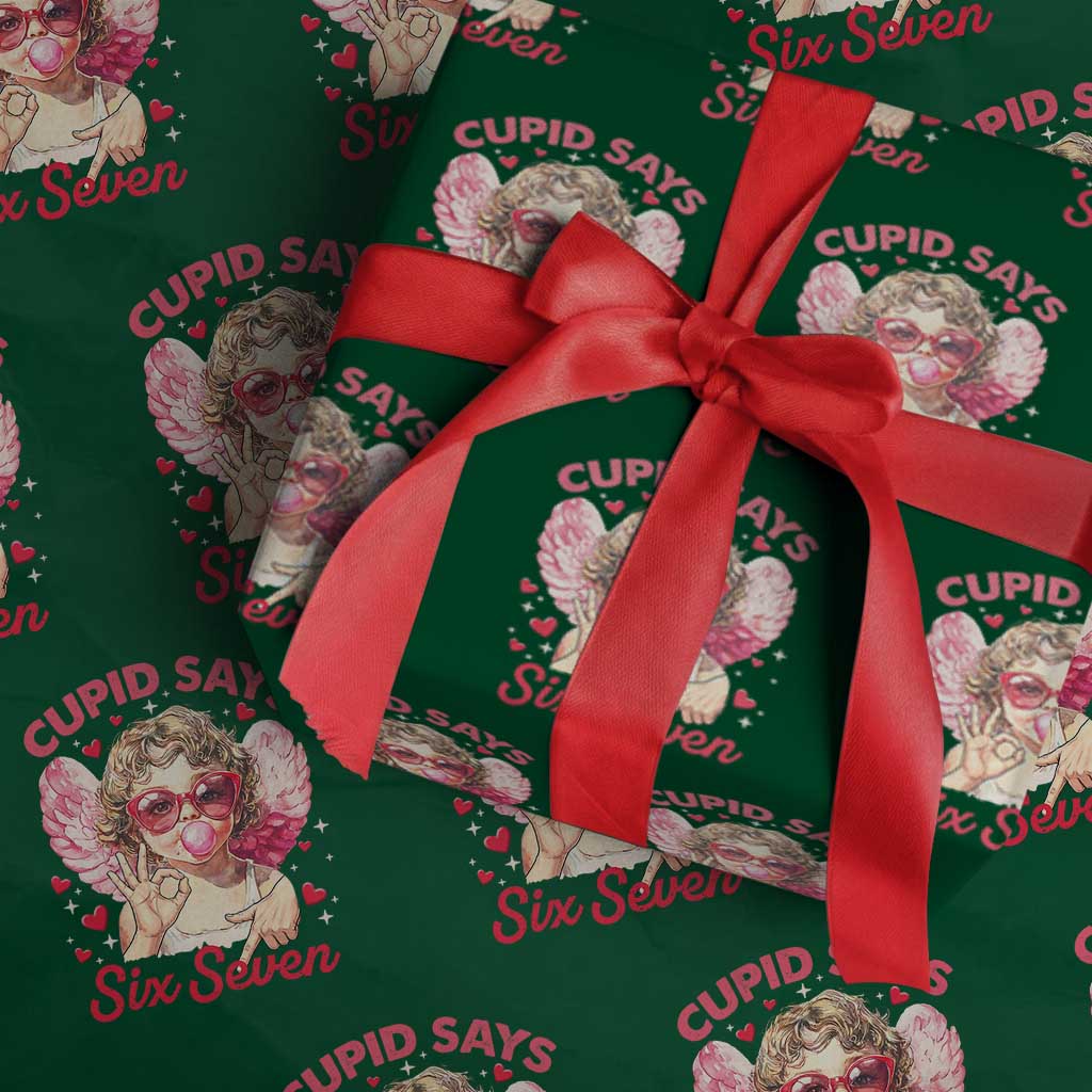 Funny 67 Valentines Day Wrapping Paper Roll Cupid Say Six Seven 67 Meme