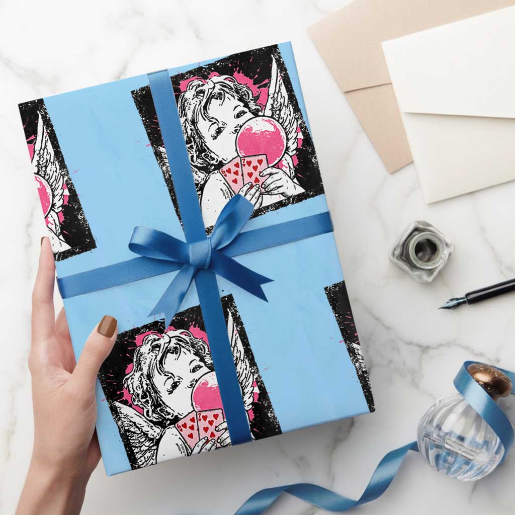 Funny 67 Valentines Wrapping Paper Roll Cupid Playing Cards Six Seven - Wonder Print Shop