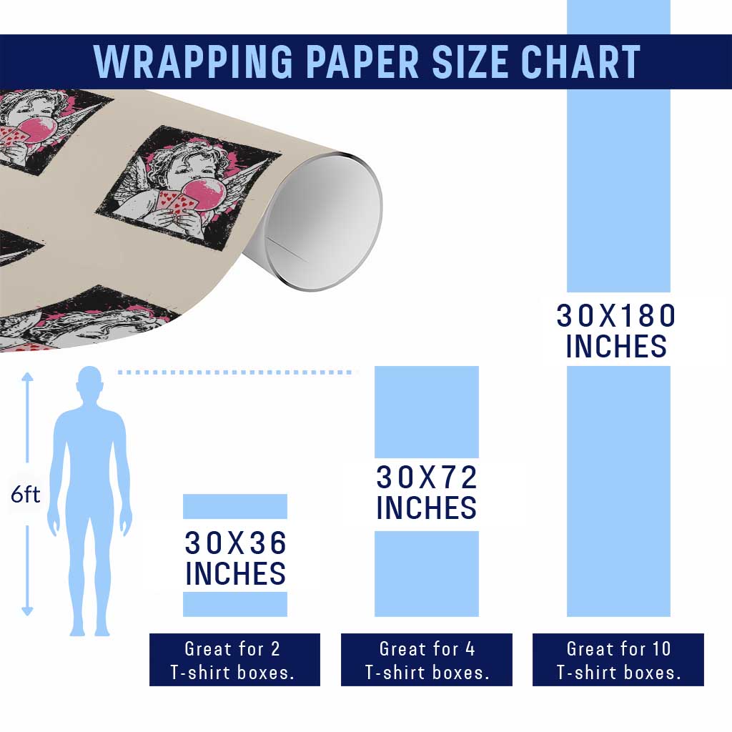 Funny 67 Valentines Wrapping Paper Roll Cupid Playing Cards Six Seven - Wonder Print Shop