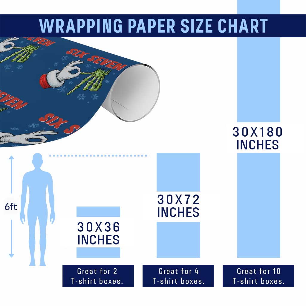 Funny 67 Xmas Wrapping Paper Roll Six Seven Meme Santa Skeleton Hands Gesture Gen Alpha - Wonder Print Shop