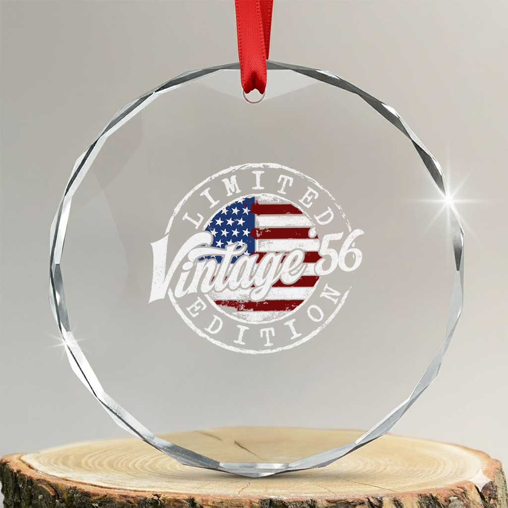 Funny 70th Birthday Crystal Glass Ornament Vintage 1956 Stamp 70 Years Old American Flag