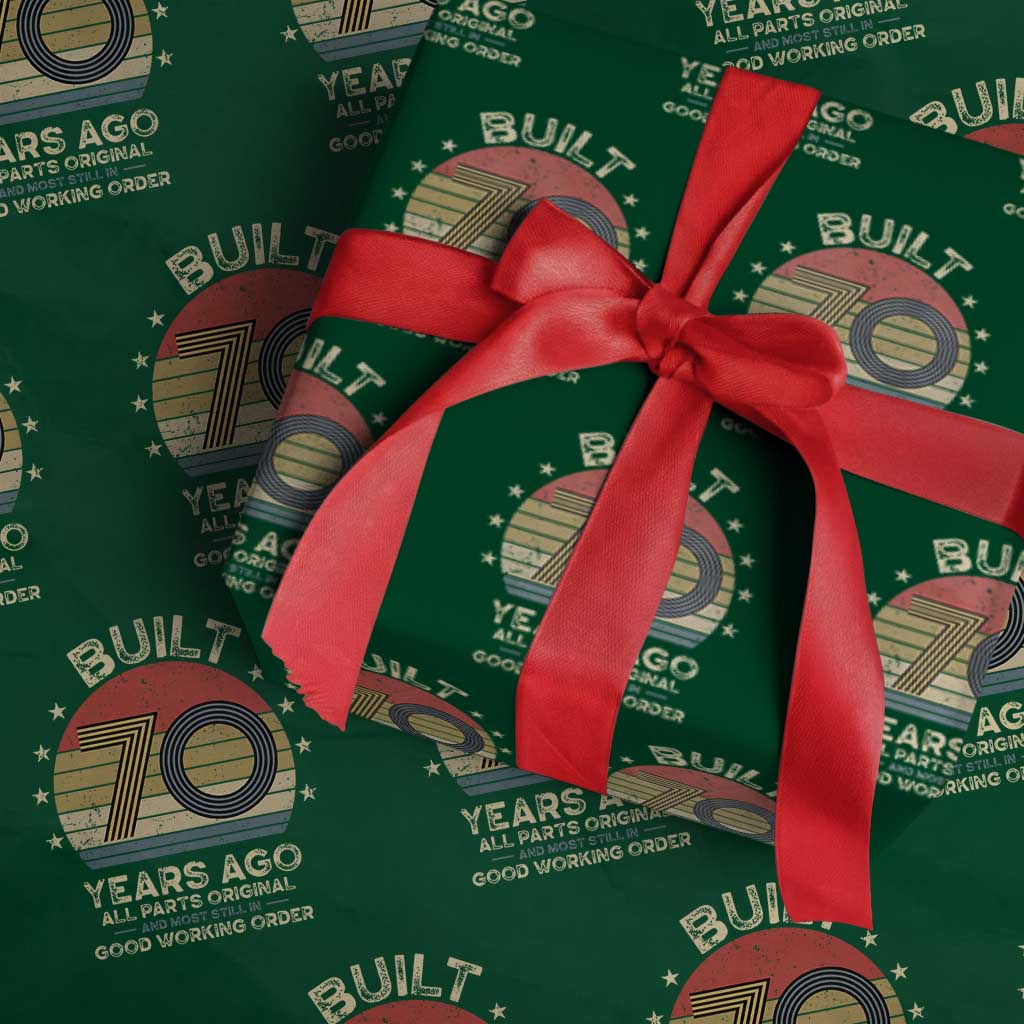 Funny 70th Birthday Wrapping Paper Roll Vintage Retro Built 70 Years Ago