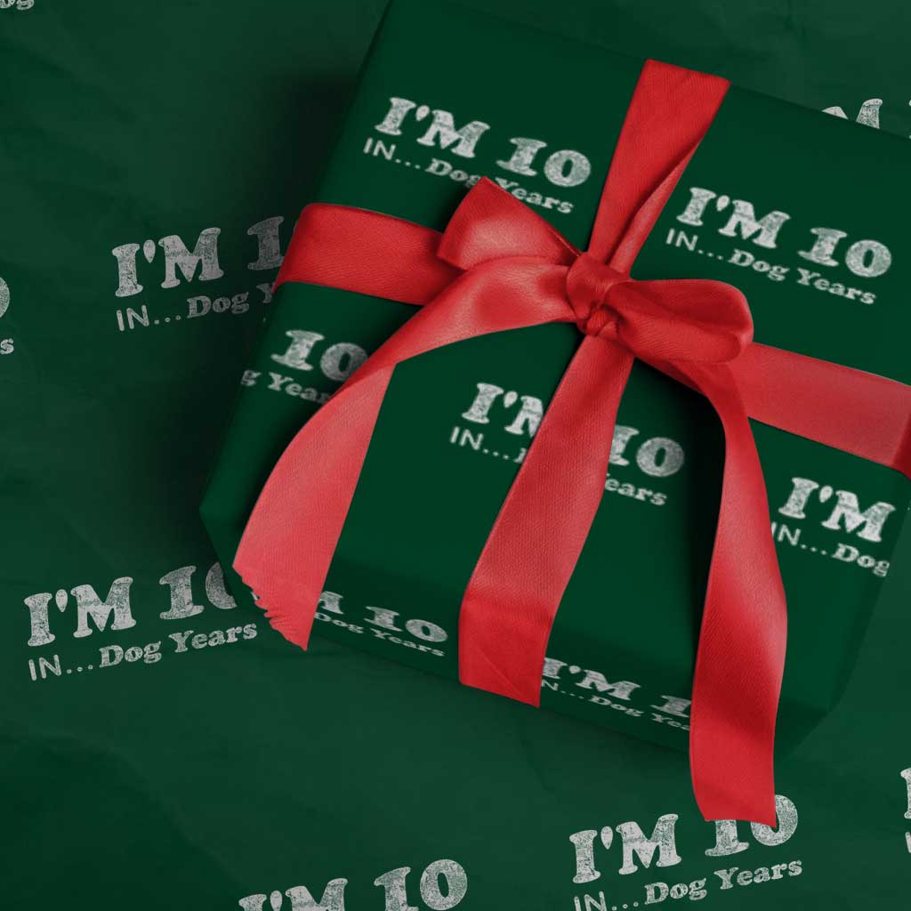 Funny 70th Birthday Gag Gift Wrapping Paper Roll Vintage I'm 10 In Dog Years Funny Turning 70 Year Old - Wonder Print Shop
