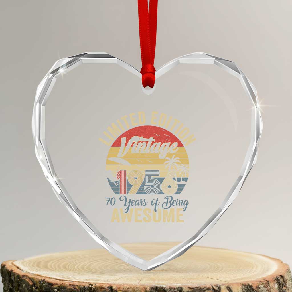 Funny 70th Birthday Heart Crystal Glass Ornament Vintage 1956 Limited Edition 50 Year Old Bday Gifts