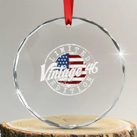 Funny 80th Birthday Crystal Glass Ornament Vintage 1946 Stamp 80 Years Old American Flag