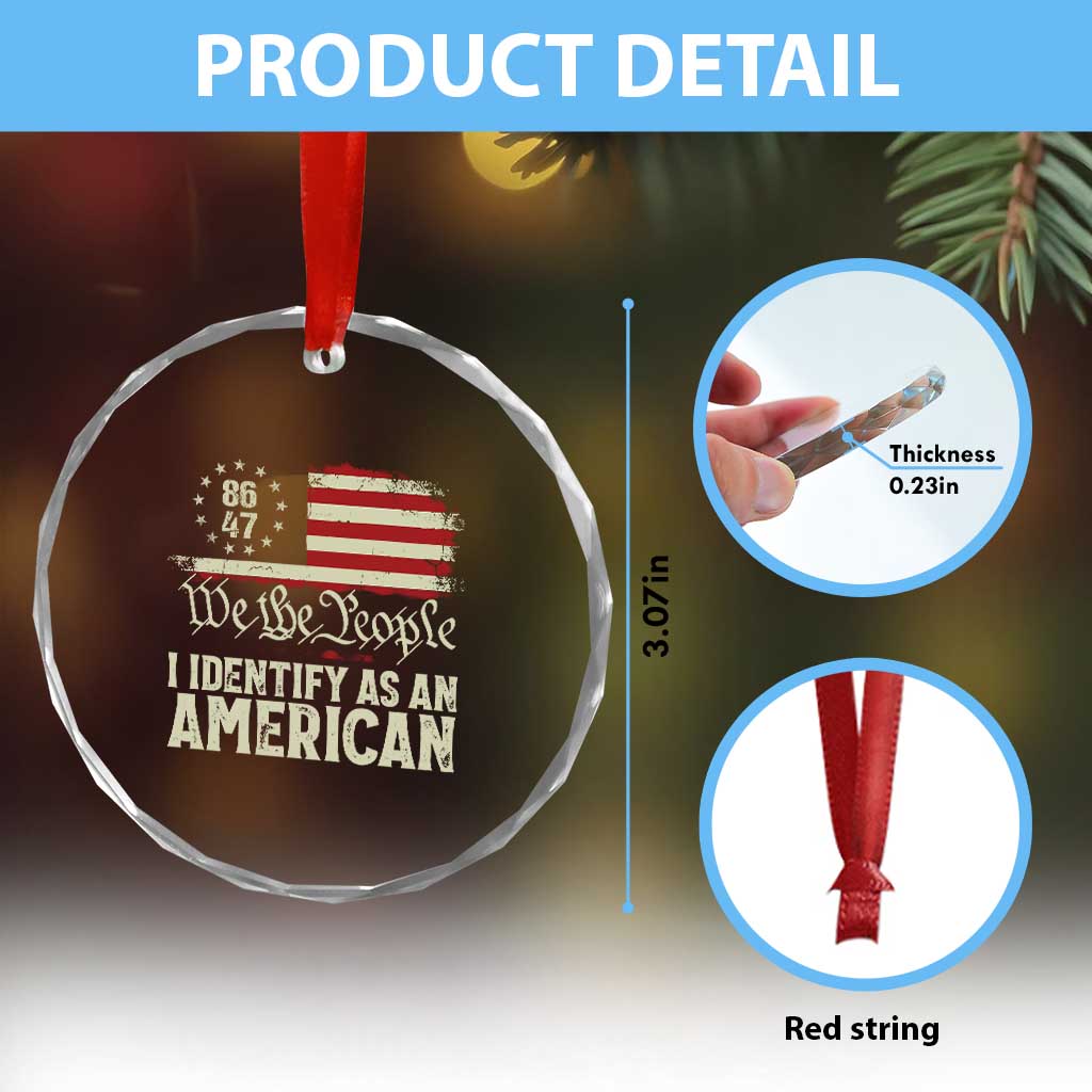Funny 8647 I Identify As An American Crystal Glass Ornament American Flag - Wonder Print Shop