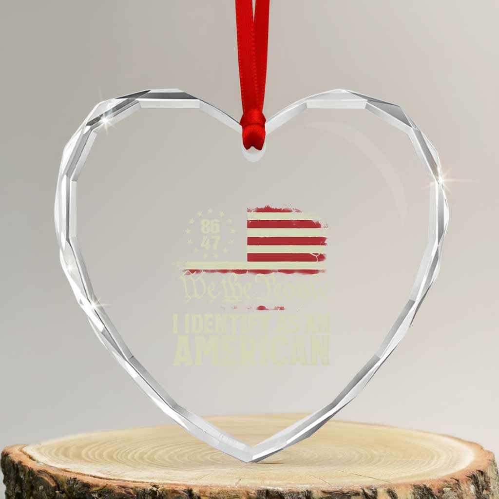 Funny 8647 I Identify As An American Heart Crystal Glass Ornament American Flag - Wonder Print Shop
