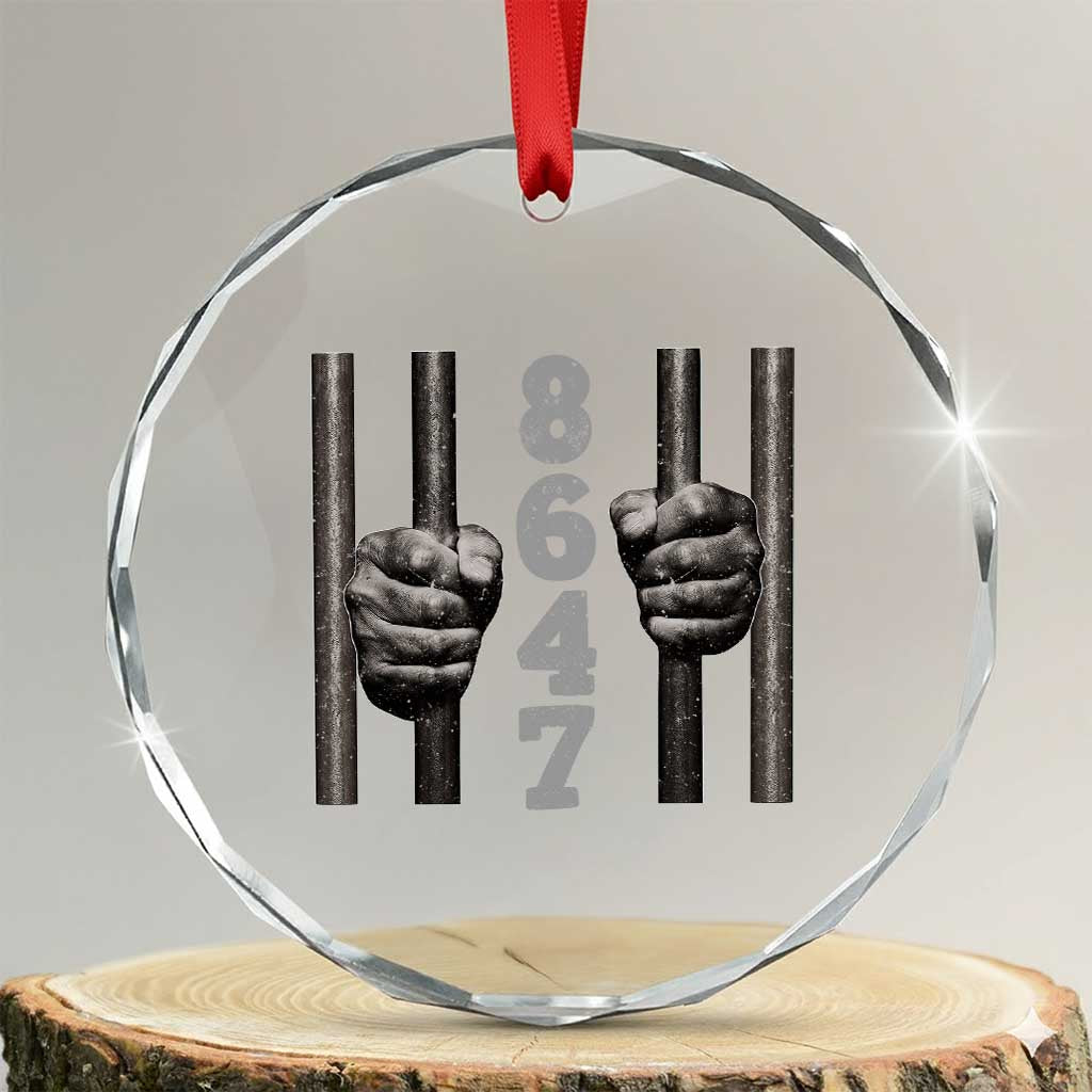 Funny 8647 Jail Crystal Glass Ornament Freedom Protest Satire Graphic Gift