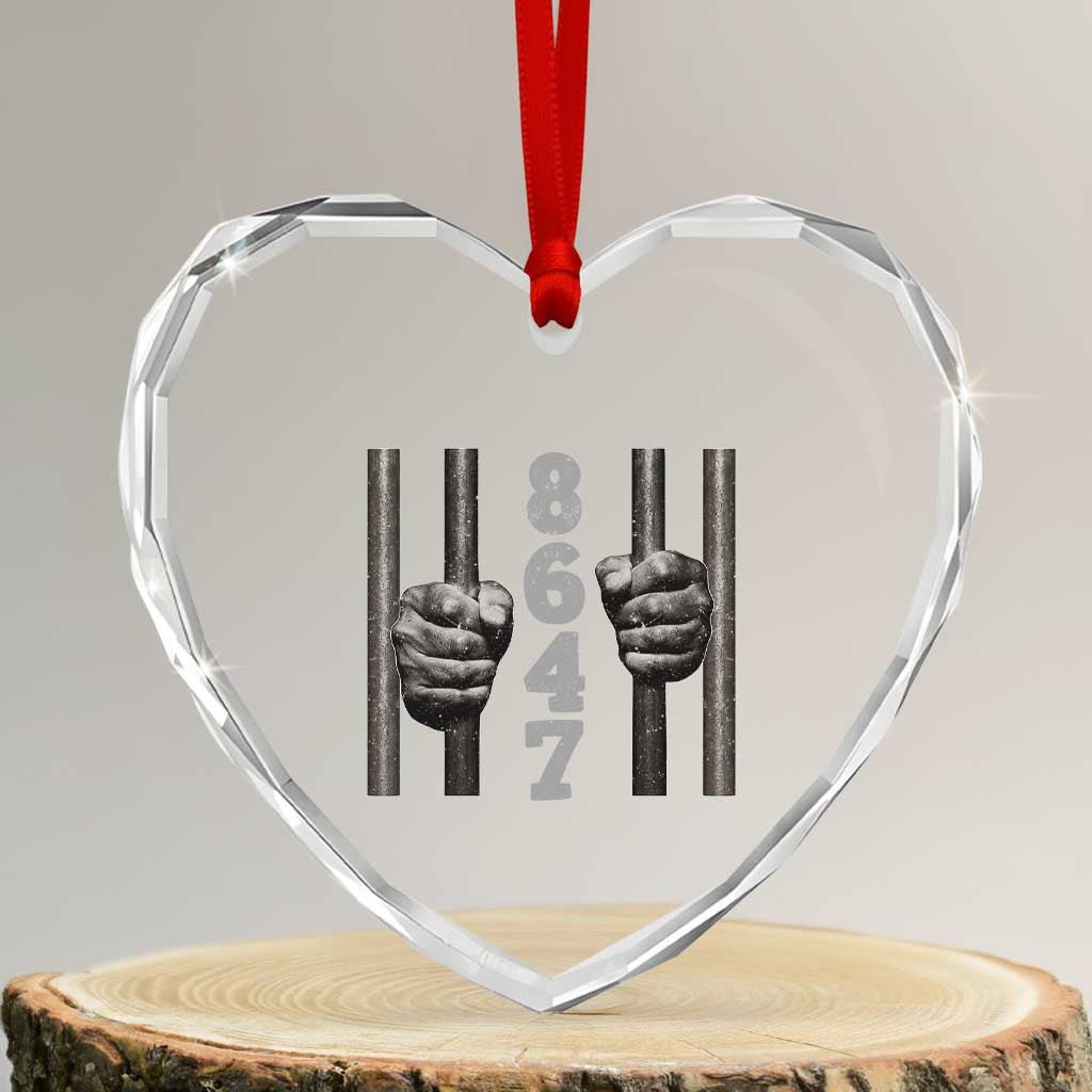 Funny 8647 Jail Heart Crystal Glass Ornament Freedom Protest Satire Graphic Gift