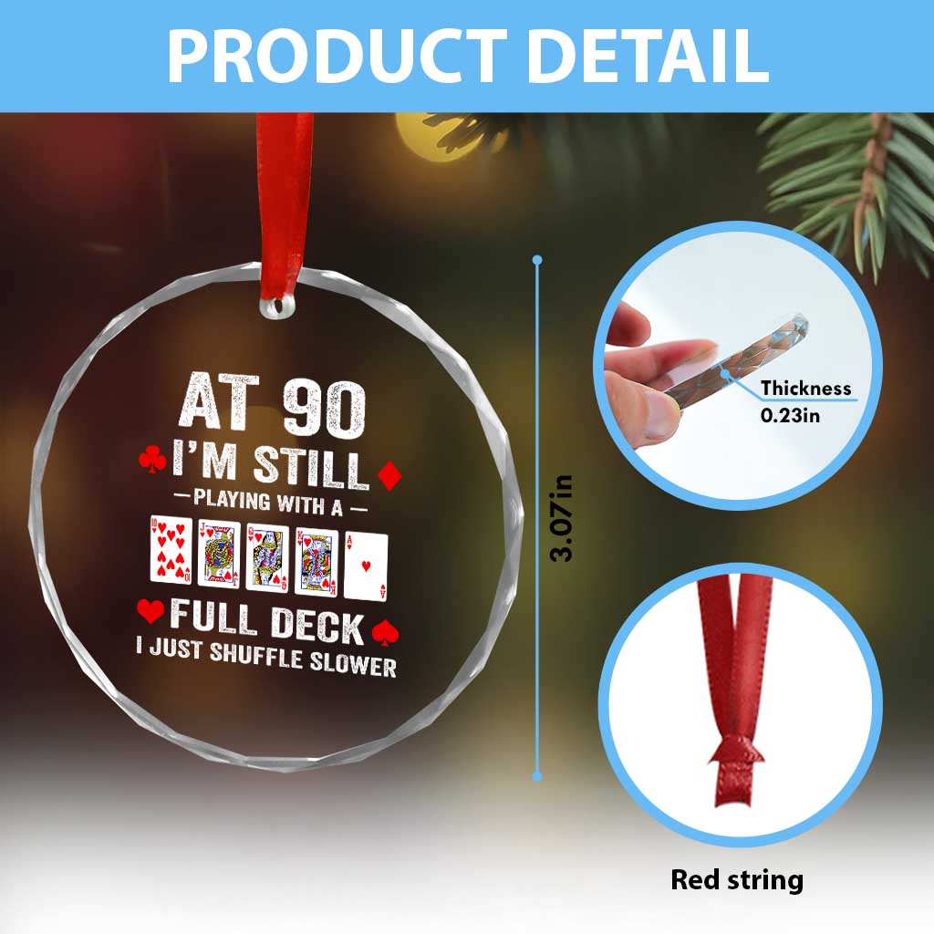 Funny 90th Birthday Crystal Glass Ornament Funny 90 Year Old Cards