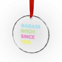 Funny 90th Birthday Crystal Glass Ornament Retro Vintage Badass Bih Since 1936