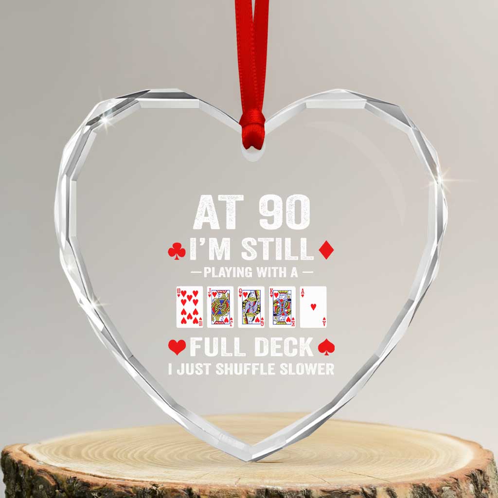 Funny 90th Birthday Heart Crystal Glass Ornament Funny 90 Year Old Cards