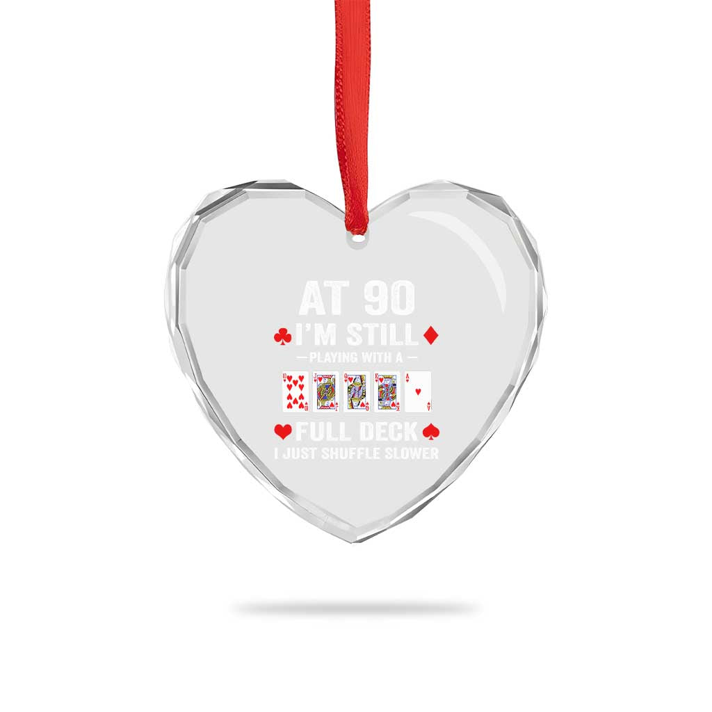 Funny 90th Birthday Heart Crystal Glass Ornament Funny 90 Year Old Cards