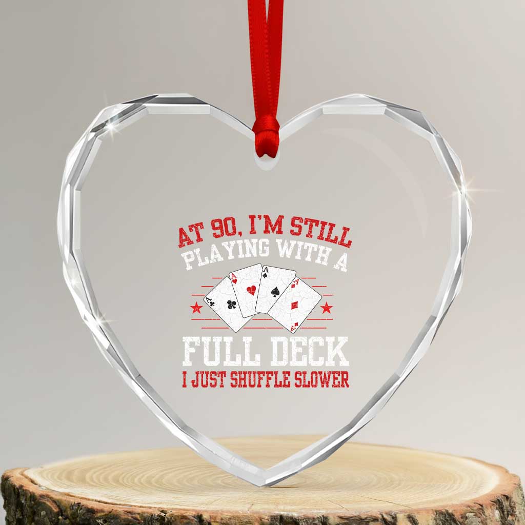 Funny 90th Birthday Heart Crystal Glass Ornament Retro Funny 90 Year Old Cards Bday Gifts