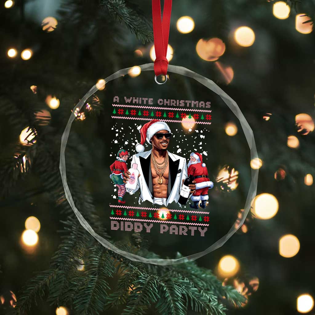 Funny A White Christmas Diddy Party Dirty Santa Crystal Glass Ornament - Wonder Print Shop