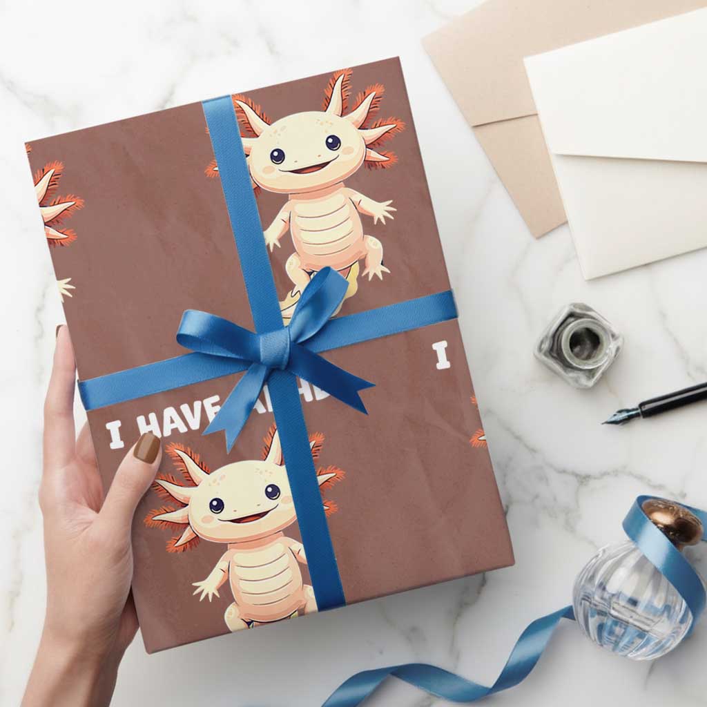 Funny ADHD Awareness Axolotl Wrapping Paper Roll I Have ADHD I Ask A Lot Question Neurodiversity - Wonder Print Shop