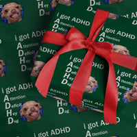 Funny ADHD Dog Meme Wrapping Paper Roll Attention Deficit Hey Dog Humor Lovers - Wonder Print Shop