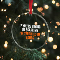 Funny Adult Humor Halloween Crystal Glass Ornament If You Are Trying To Scare Me I Am Terrified Of Boobs - Wonder Print Shop