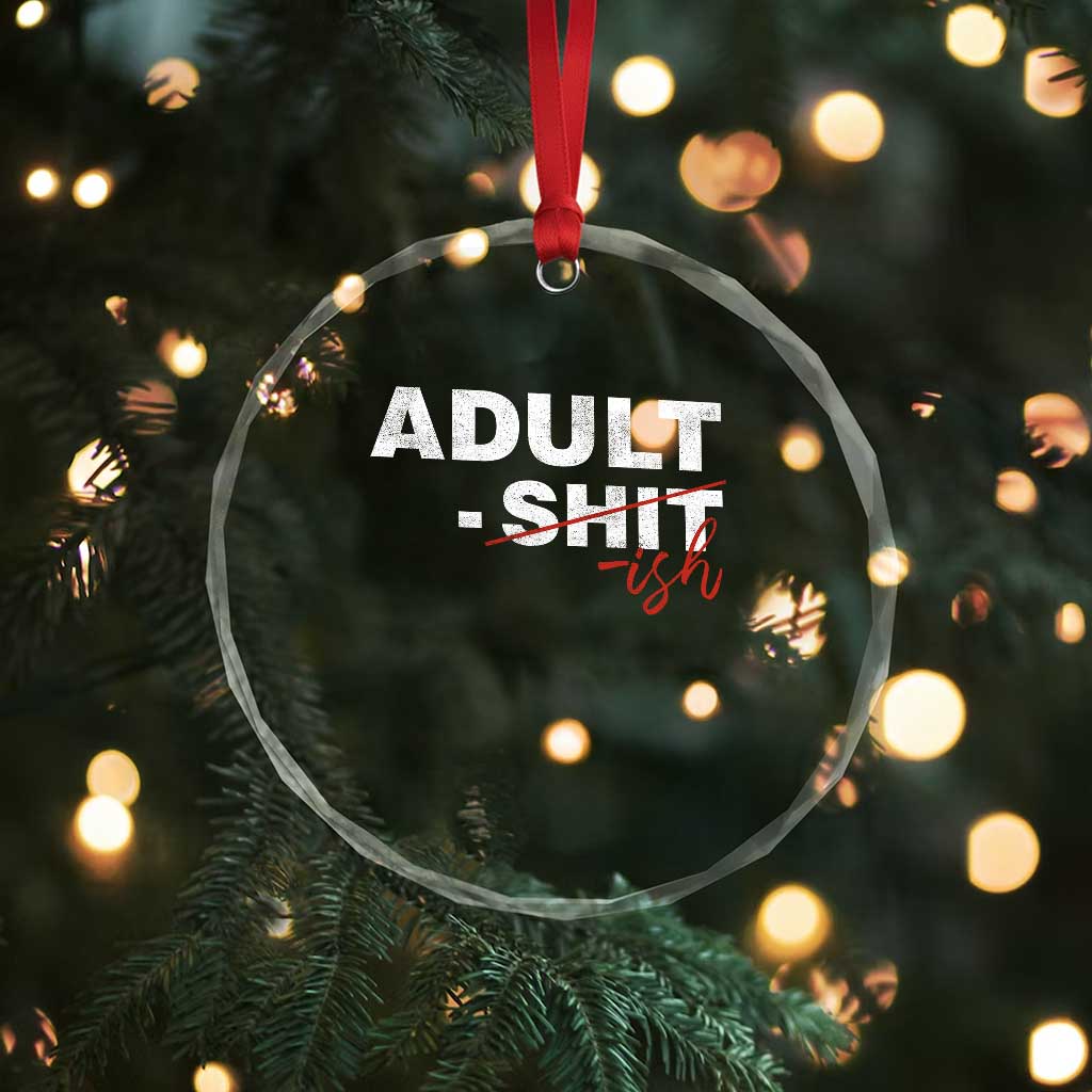 Funny Adultish 18th Birthday Crystal Glass Ornament Adult Shit 18 Years Old Joke