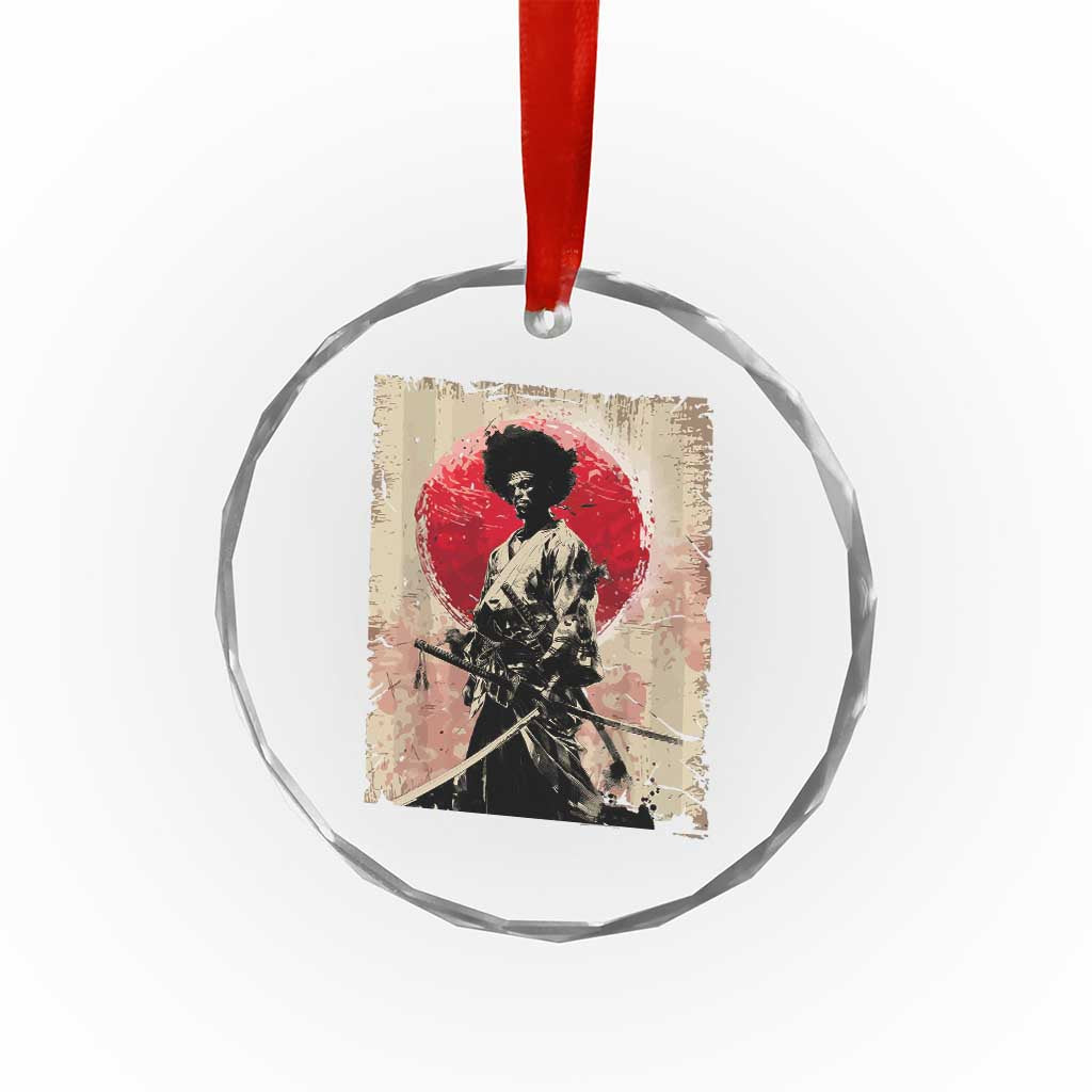 Funny African America Samurai Crystal Glass Ornament Japanese Art Black Warrior Fighter