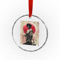 Funny African America Samurai Crystal Glass Ornament Japanese Art Black Warrior Fighter