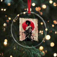Funny African America Samurai Crystal Glass Ornament Japanese Art Black Warrior Fighter