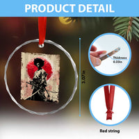 Funny African America Samurai Crystal Glass Ornament Japanese Art Black Warrior Fighter