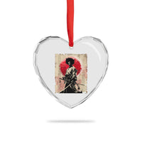 Funny African America Samurai Heart Crystal Glass Ornament Japanese Art Black Warrior Fighter