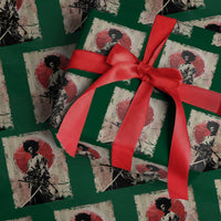 Funny African America Samurai Wrapping Paper Roll Japanese Art Black Warrior Fighter