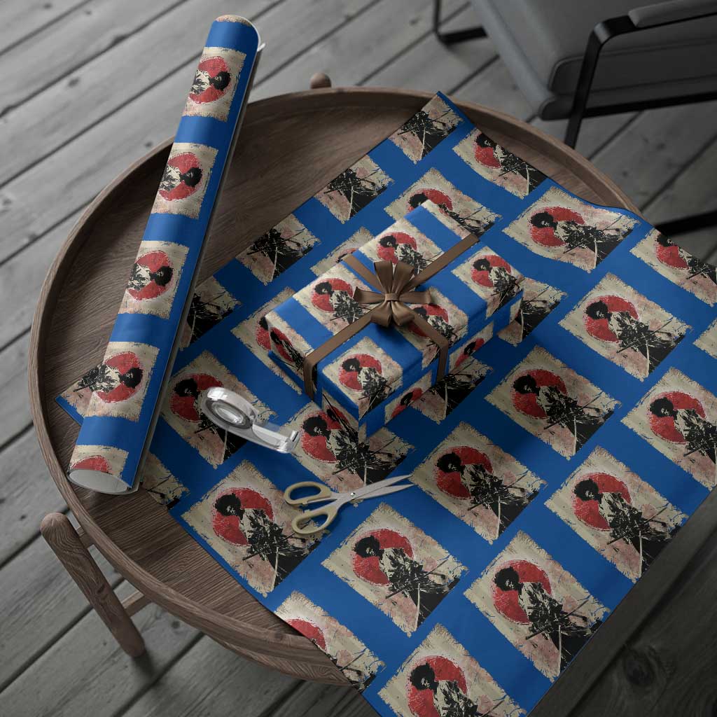 Funny African America Samurai Wrapping Paper Roll Japanese Art Black Warrior Fighter
