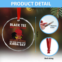 Funny African American Afro Queen Crystal Glass Ornament Black Tee Red Lipstick Melanin Poppin Out Here Being Cute - Wonder Print Shop